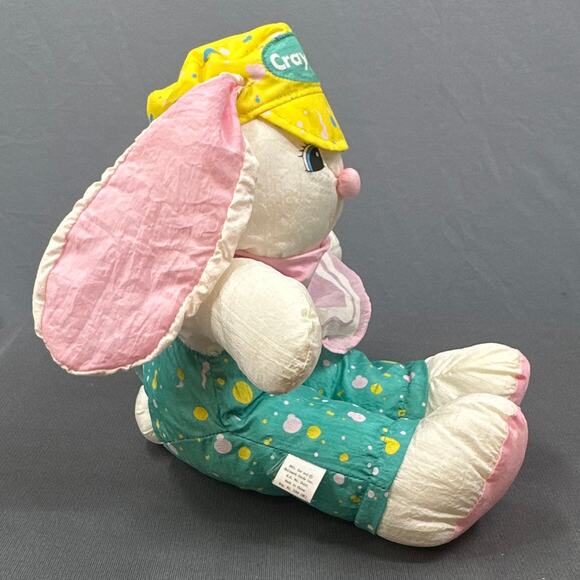 VTG Hallmark Crayola Bunny Plush 1993 Easter Rabbit Toy Pink Ears Hat Outfit 18" - Picture 3 of 16